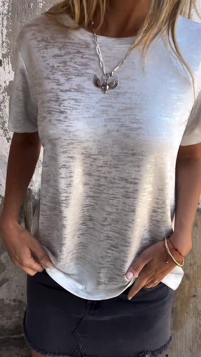 GlamTee™ - Hot Stamping Kortærmet T-shirt med Rund Hals