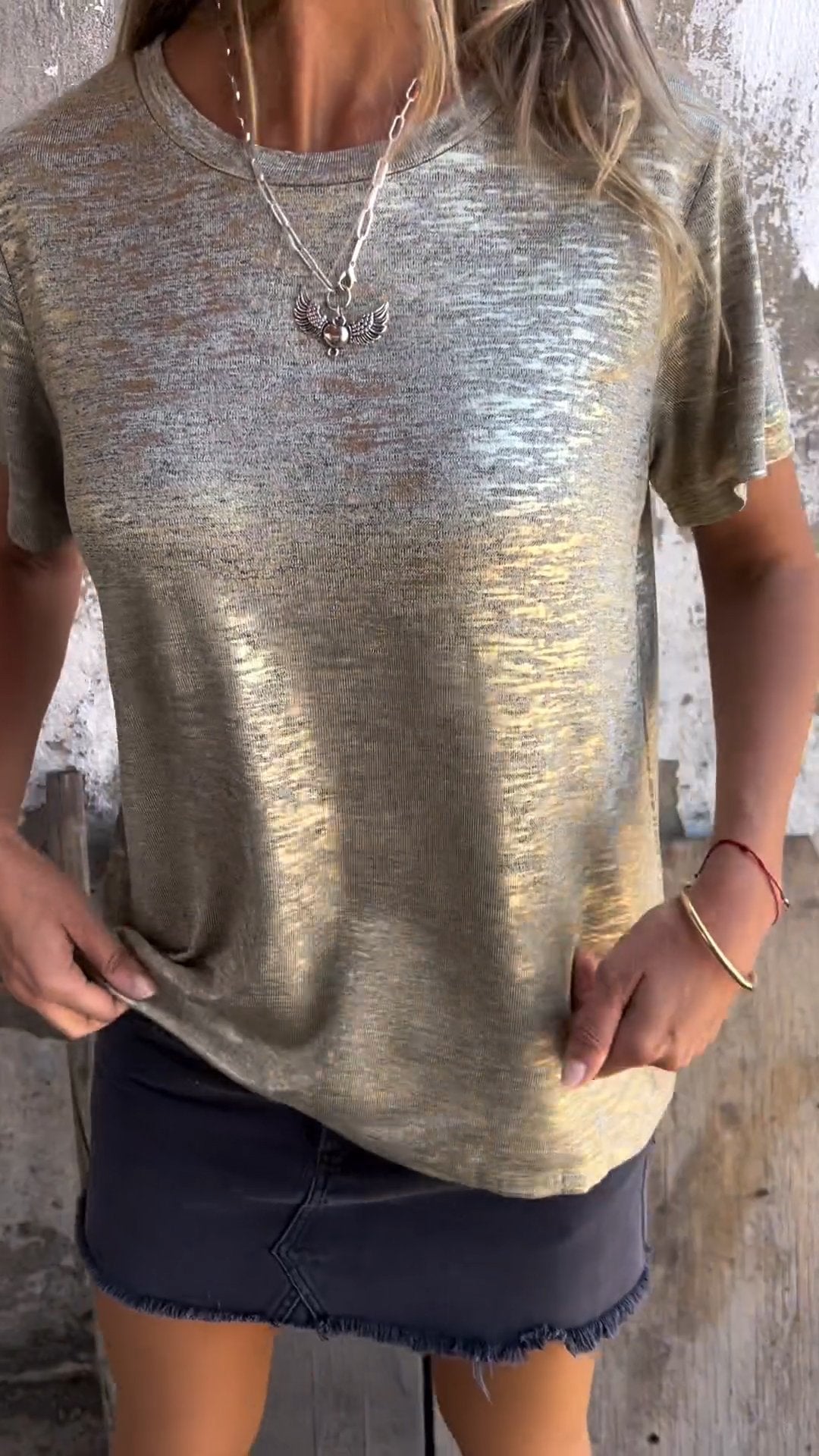 GlamTee™ - Hot Stamping Kortærmet T-shirt med Rund Hals