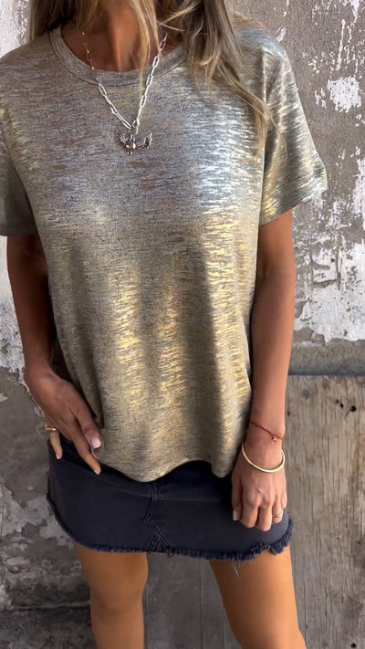 GlamTee™ - Hot Stamping Kortærmet T-shirt med Rund Hals