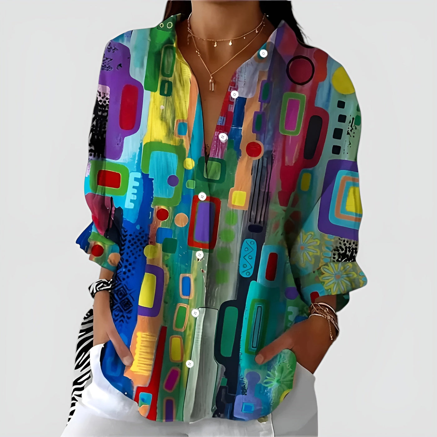 Charlotte™ – Bluse med geometrisk mønster