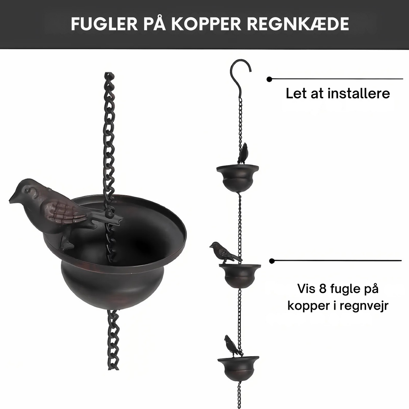 RainHaven™ – Dekorativ Fuglebad Regnkæde